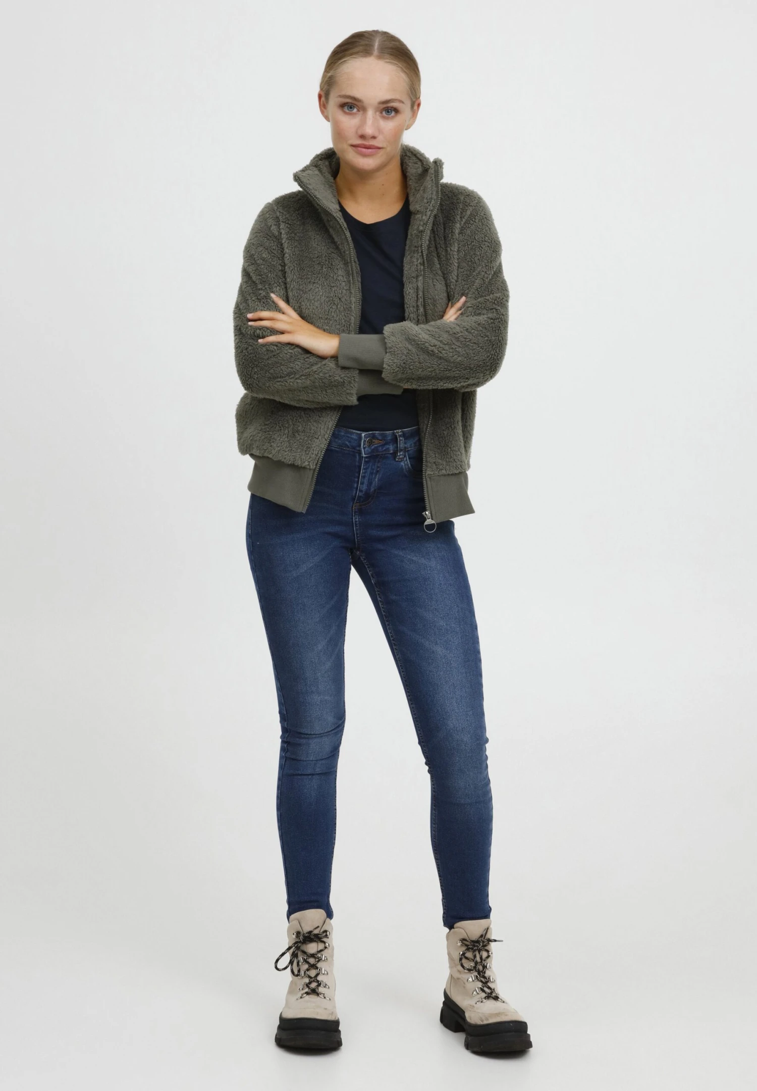 OXMO OXANNEKA TEDDY - Fleece Jacket - Grey 2 OXMO OXANNEKA TEDDY - Fleece Jacket - Grey - Image 2