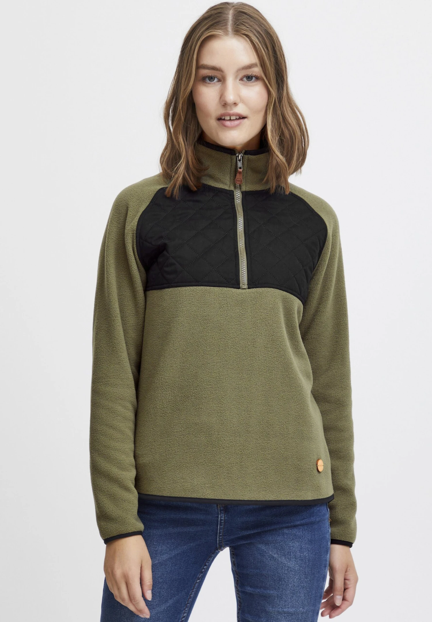 OXMO OXMalita - Fleece Jumper - Dusty Olive 1 OXMO OXMalita - Fleece Jumper - Dusty Olive