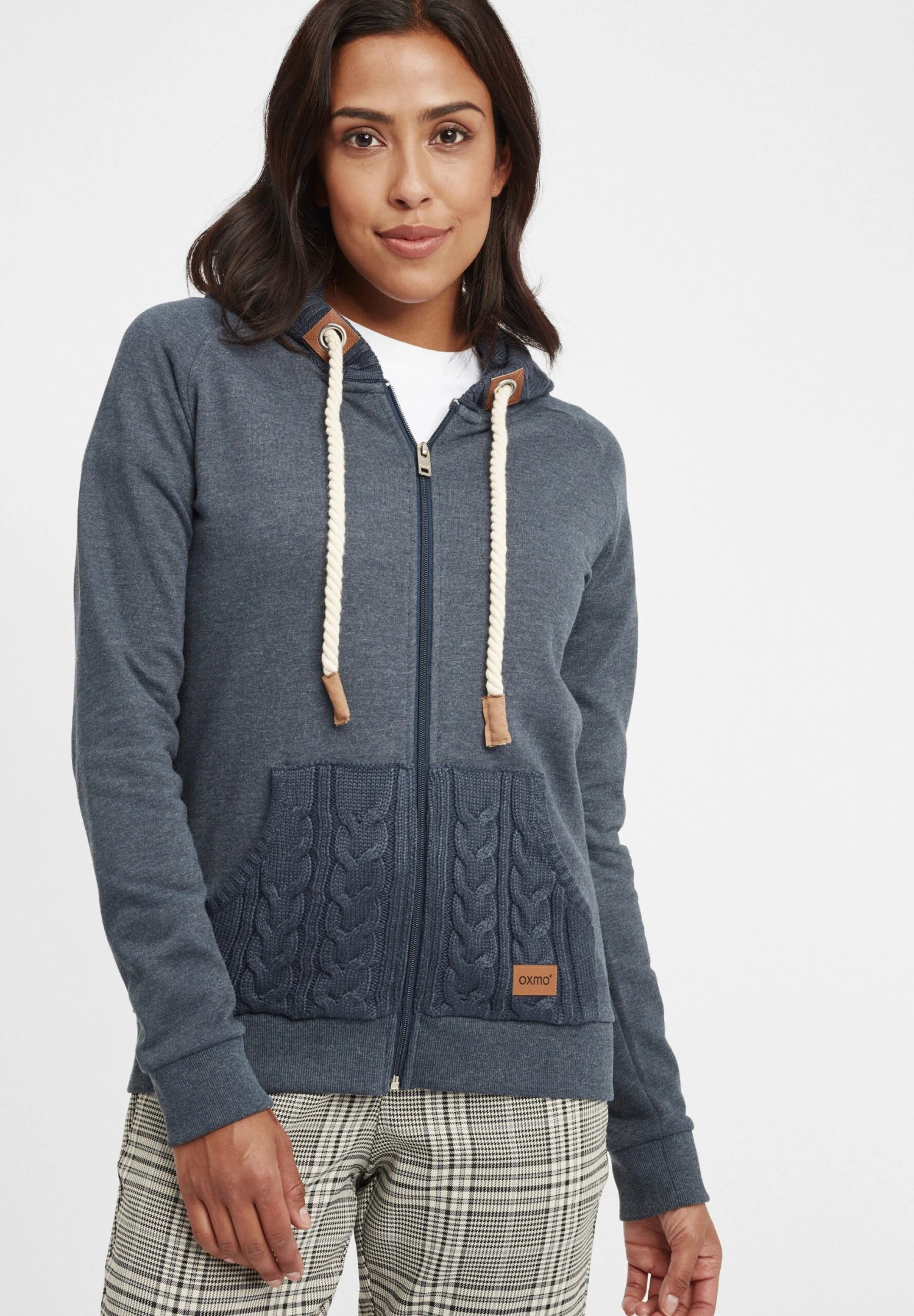 OXMO OXMatilda - Zip-up Sweatshirt - Ins Bl Mel 1 OXMO OXMatilda - Zip-up Sweatshirt - Ins Bl Mel