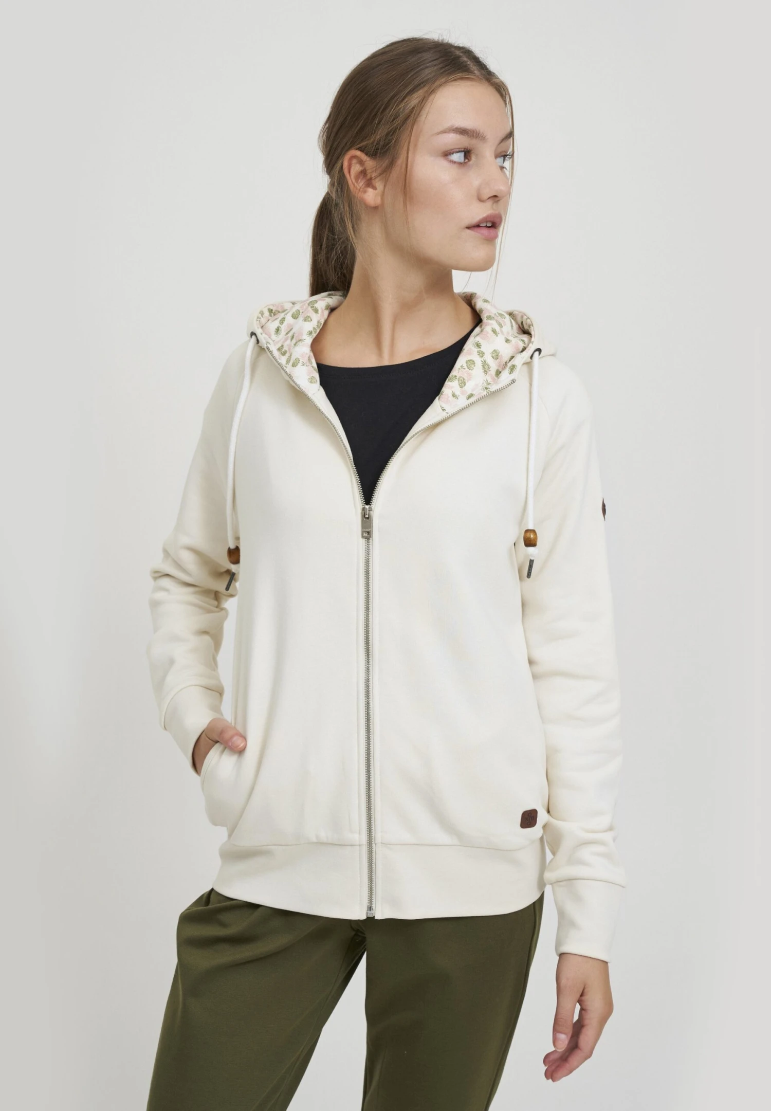 OXMO OXULLA - Zip-up Sweatshirt - Birch 1 OXMO OXULLA - Zip-up Sweatshirt - Birch